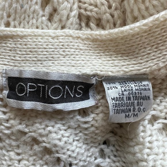 Stunning Vintage Oversized Open Crochet Cable Knit Cardigan Sweater Jumper White - Picture 4 of 7